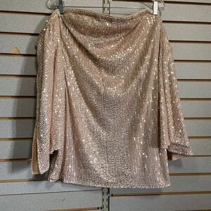 Womens Sequin Off Shoulder Top Champagne Party Clubwear‎ Sparkly Large
